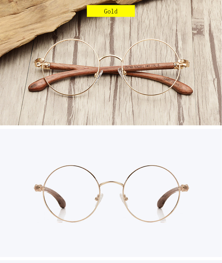 Hdcrafter Unisex Full Rim Round  Titanium Wood Frame Eyeglasses 7573 Full Rim Hdcrafter Eyeglasses