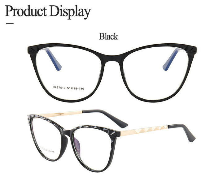 Hotony Women's Full Rim TR 90 Resin Round Cat Eye Frame Eyeglasses 7010 Full Rim Hotony