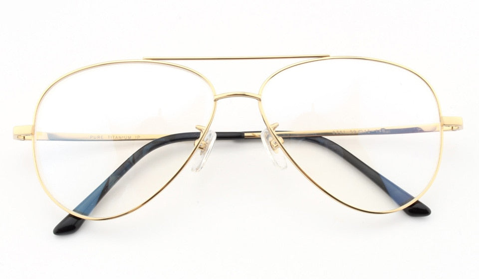 Muzz Unisex Full Rim Round Pilot Double Bridge Titanium Frame Eyeglasses L8361 Full Rim Muzz Gold
