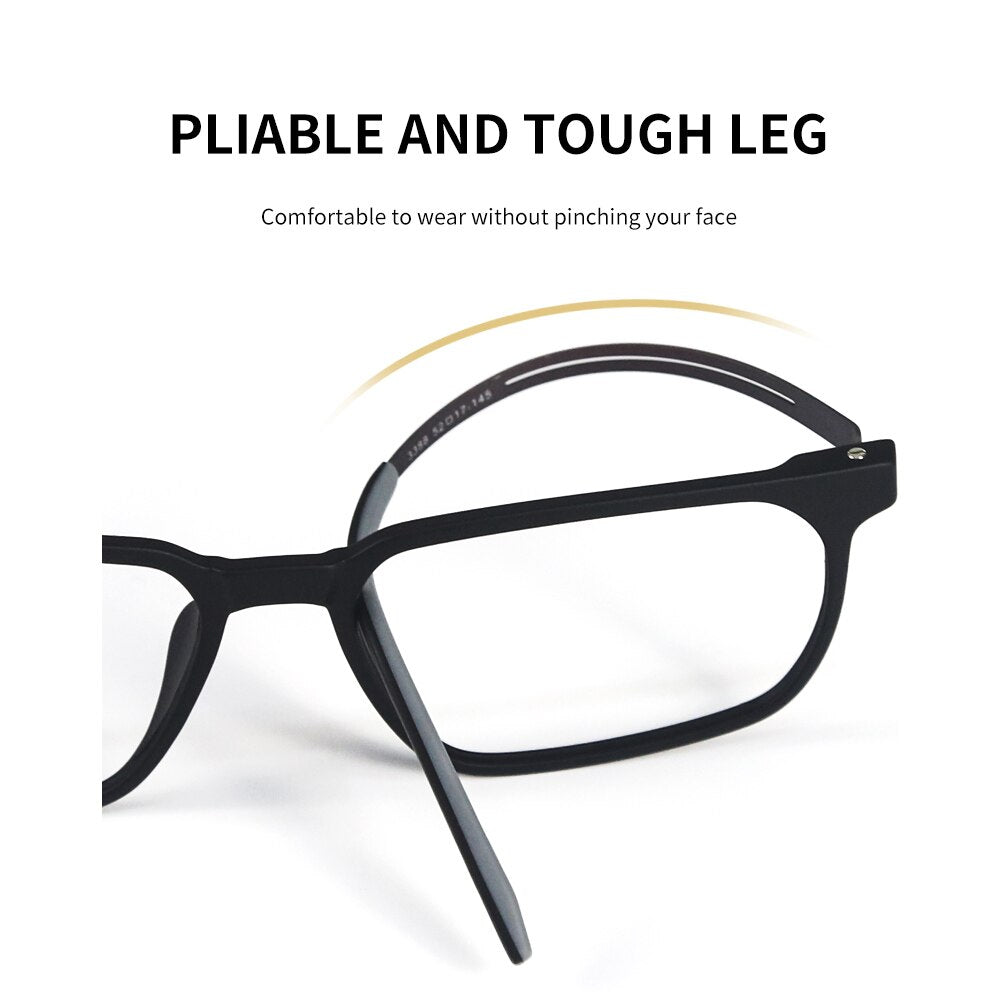 Hdcrafter Men's Full Rim Square Tr 90 Titanium Frame Eyeglasses 1601 Full Rim Hdcrafter Eyeglasses