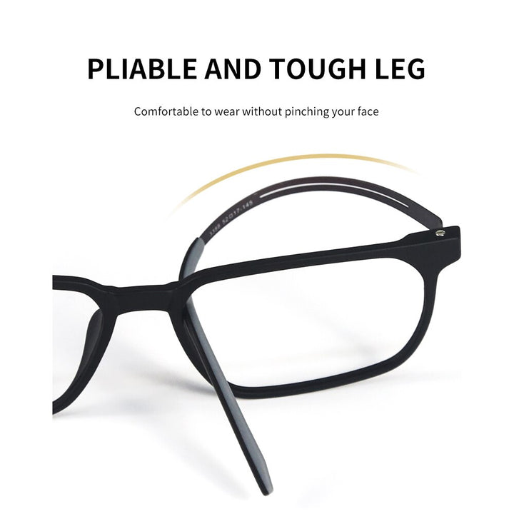 Hdcrafter Men's Full Rim Square Tr 90 Titanium Frame Eyeglasses 1601 Full Rim Hdcrafter Eyeglasses