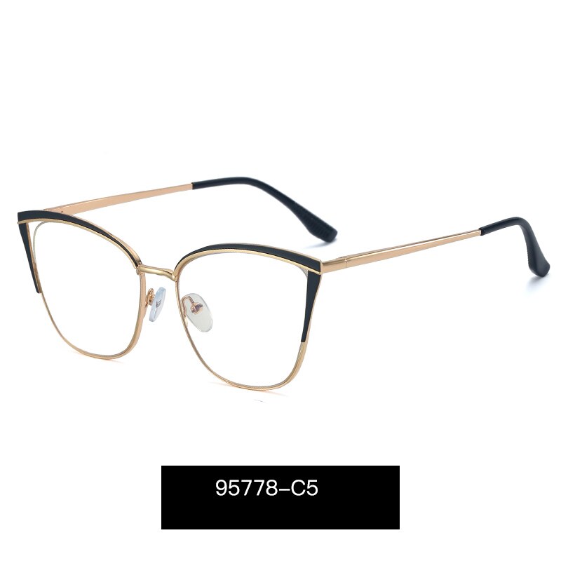 Hotony Women's Full Rim Cat Eye TR 90 Resin Alloy Frame Eyeglasses 95778 Full Rim Hotony C5