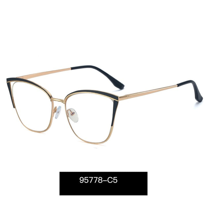 Hotony Women's Full Rim Cat Eye TR 90 Resin Alloy Frame Eyeglasses 95778 Full Rim Hotony C5