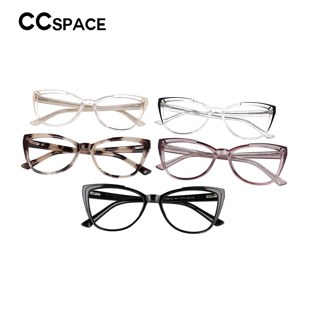 CCspace Unisex Full Rim Square Cat Eye Tr 90 Titanium Frame Eyeglasses 53103 Full Rim CCspace