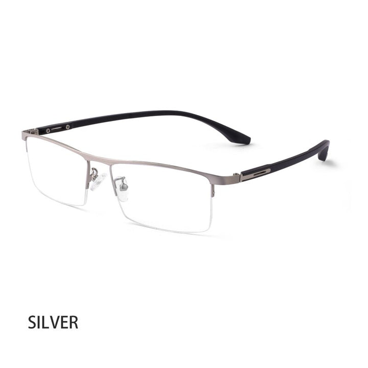 Hotochki Unisex Semi Rim Alloy Frame Eyeglasses P9001 Semi Rim Hotochki Silver
