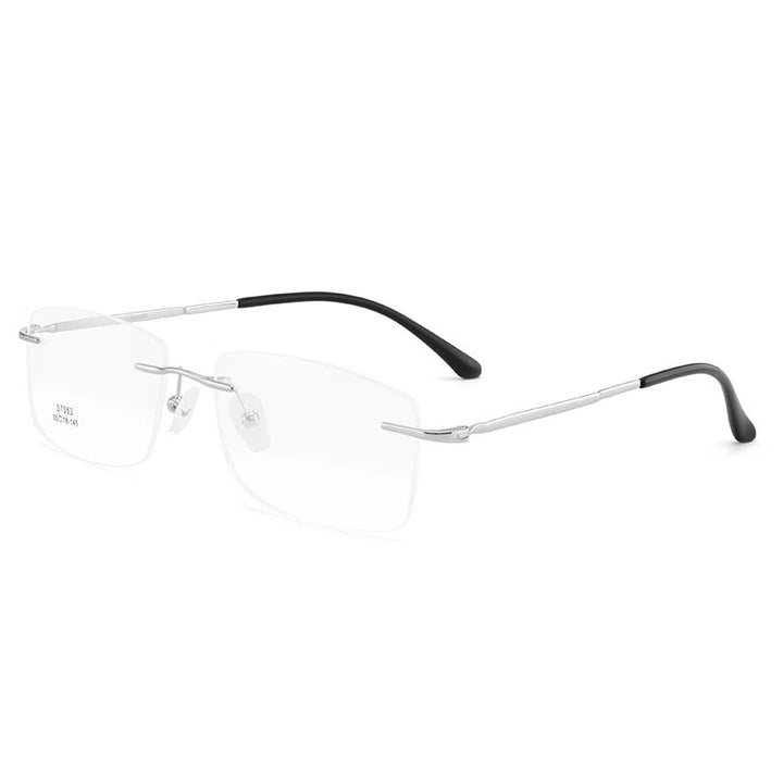 Hotochki Men's Rimless Alloy Screwless Frame Eyeglasses 7053 Rimless Hotochki Silver