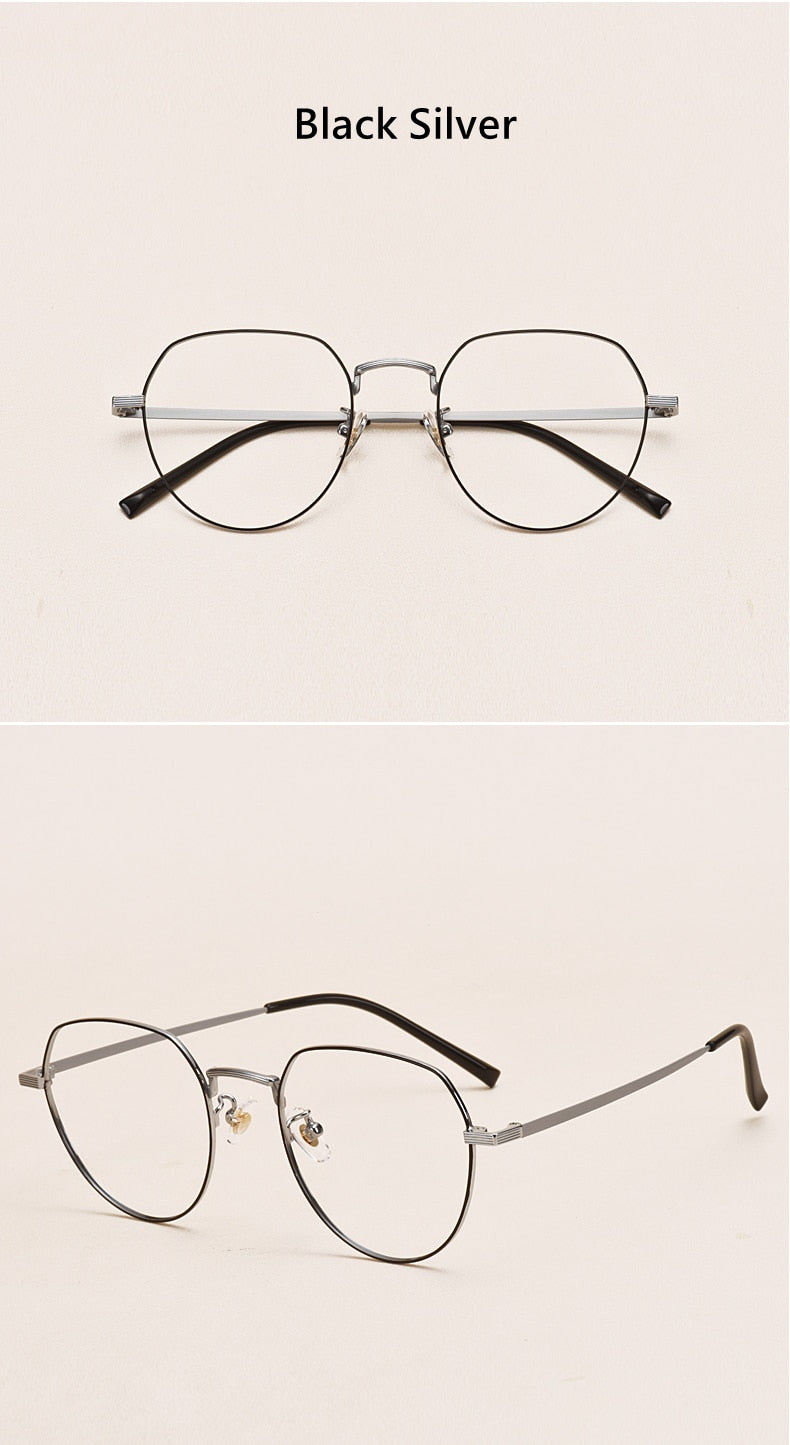 Yimaruili Unisex Full Rim Round Titanium Frame Eyeglasses 1901 Full Rim Yimaruili Eyeglasses