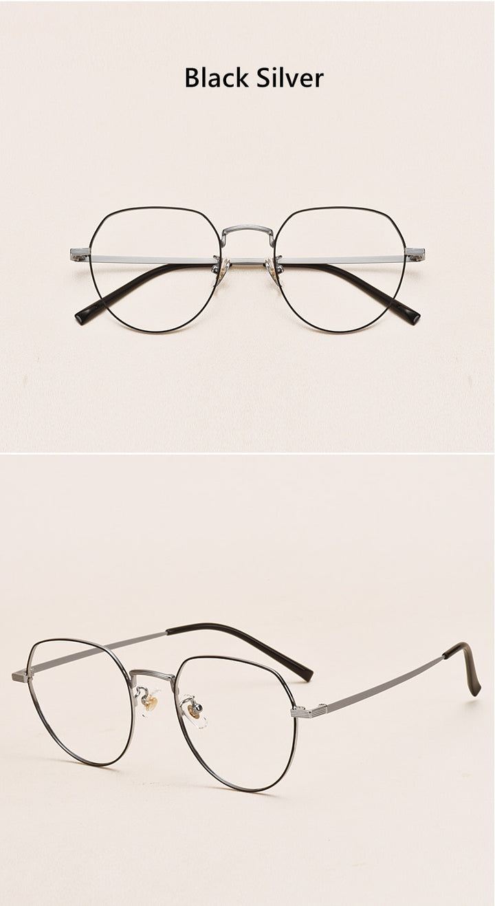 Yimaruili Unisex Full Rim Round Titanium Frame Eyeglasses 1901 Full Rim Yimaruili Eyeglasses