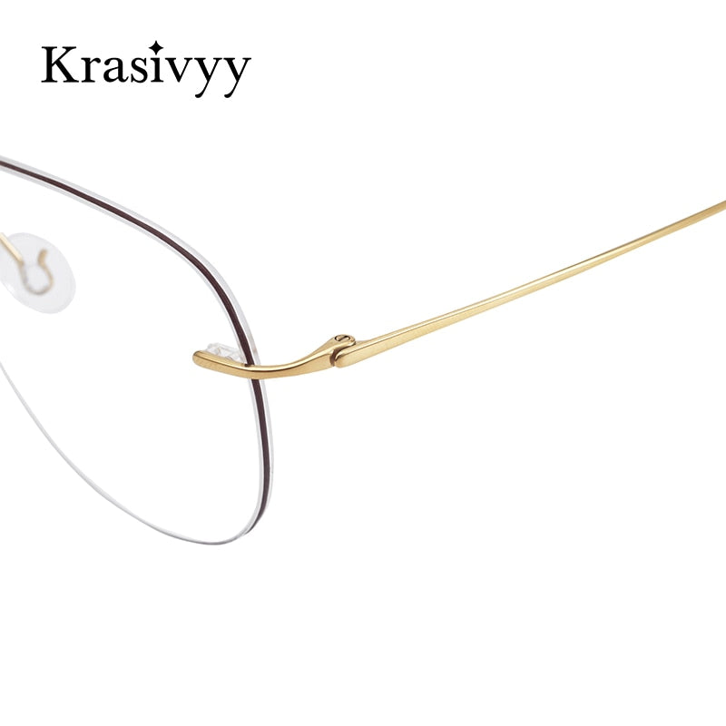 Krasivyy Unisex Rimless Oval Square Titanium Eyeglasses Ls07 Rimless Krasivyy