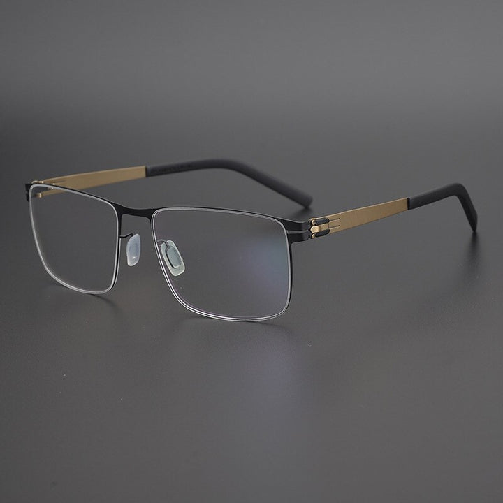 Gatenac Unisex Full Rim Square Titanium Alloy Screwless Frame Eyeglasses Gxyj655 Full Rim Gatenac