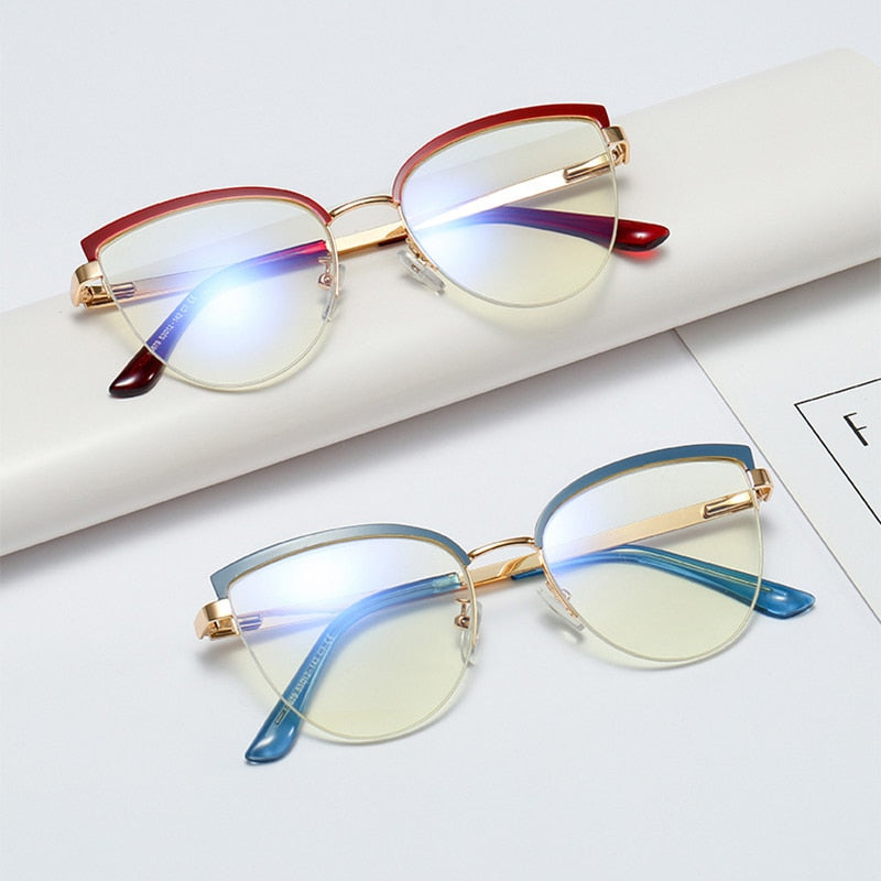 Hotony Women's Full Rim Cat Eye Alloy Frame Eyeglasses 95679 Full Rim Hotony