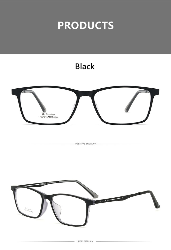 Hdcrafter Men's Full Rim Square Titanium Frame Eyeglasses Y2012 Full Rim Hdcrafter Eyeglasses
