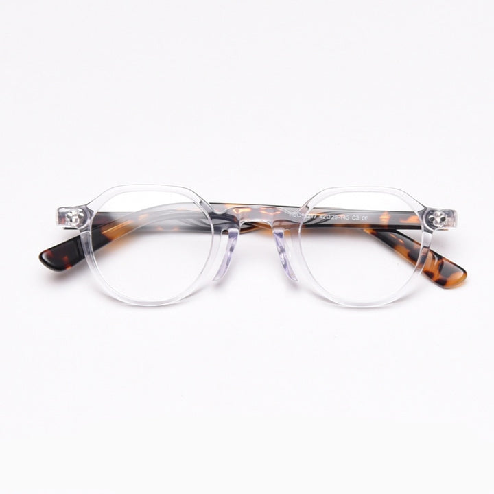 CCspace Unisex Full Rim Round Acetate Frame Eyeglasses 49806 Full Rim CCspace C3Leopard