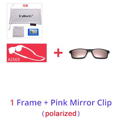 Ralferty Women's Full Rim Square Acetate Reading Glasses Clip On Sunglasses A2503 Reading Glasses Ralferty 1 Frame Pink Clip Anti blue 0 Degree