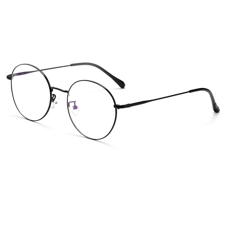 Yimaruili Unisex Full Rim β Titanium Round Frame Eyeglasses 6621X Full Rim Yimaruili Eyeglasses Black