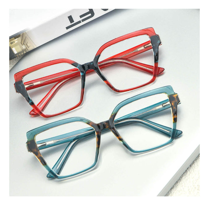 CCspace Women's Full Rim Oversized Square Cat Eye Tr 90 Titanium Frame Eyeglasses 53683 Full Rim CCspace