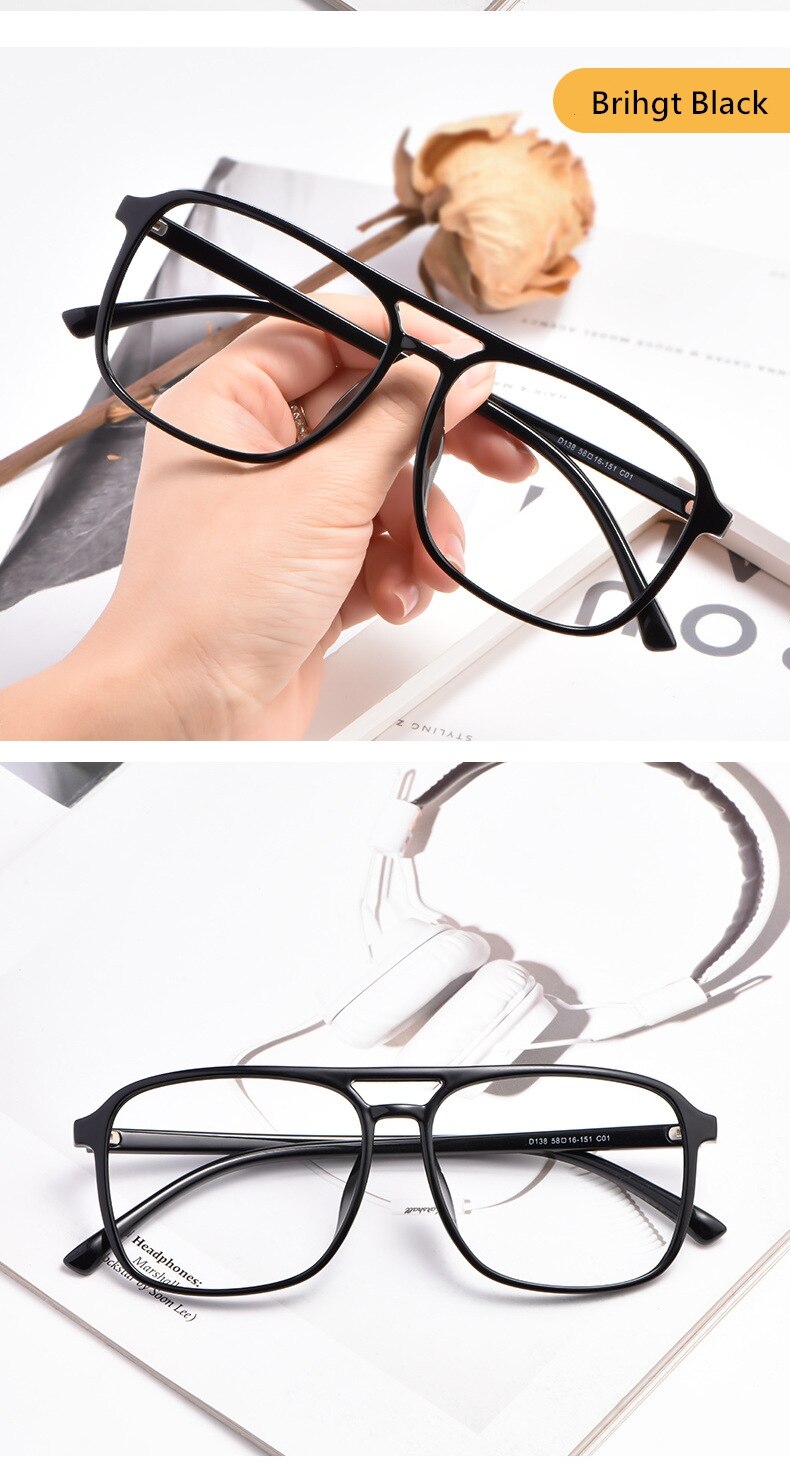 Yimaruili Unisex Full Rim TR 90 Resin Double Bridge Frame Eyeglasses D138 Full Rim Yimaruili Eyeglasses