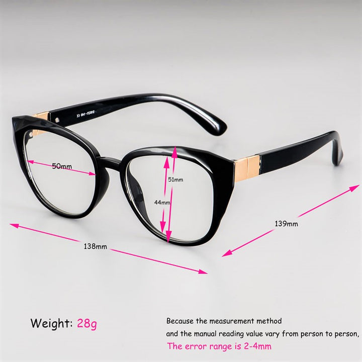 CCspace Unisex Full Rim Round Cat Eye Tr 90 Titanium Frame Eyeglasses 48092 Full Rim CCspace