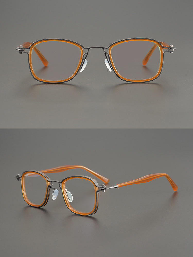Gatenac Unisex Full Rim Square Acetate Alloy Frame Eyeglasses Gxyj698 Full Rim Gatenac