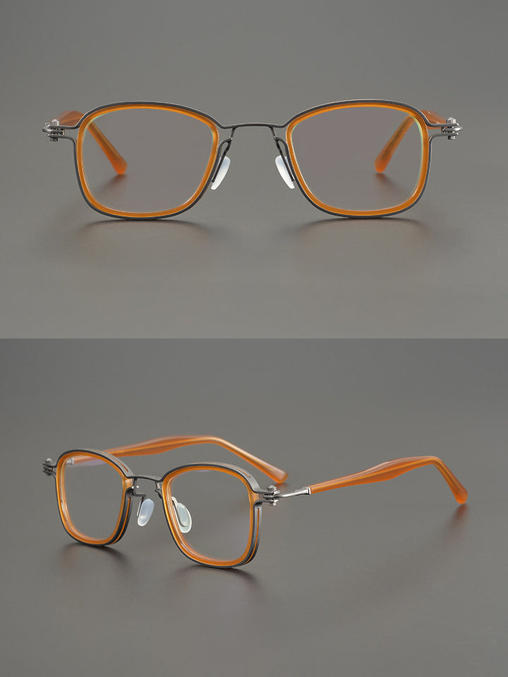 Gatenac Unisex Full Rim Square Acetate Alloy Frame Eyeglasses Gxyj698 Full Rim Gatenac