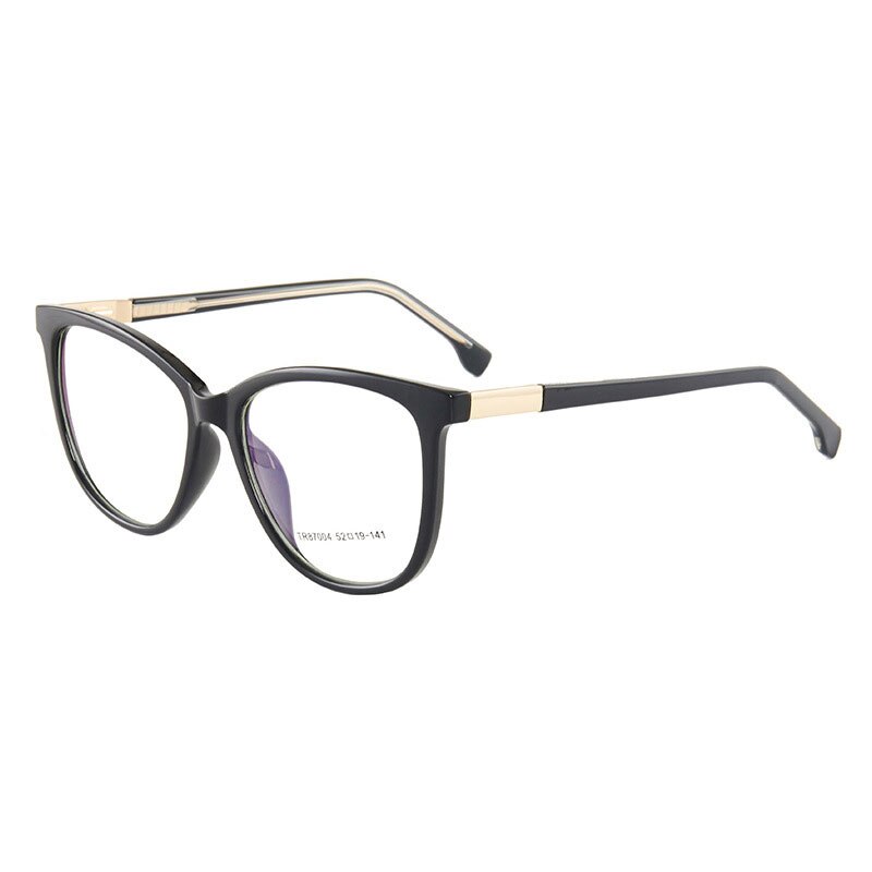 Hotony Woman's Full Rim Cat Eye TR 90 Resin Alloy Frame Eyeglasses 7004 Full Rim Hotony black