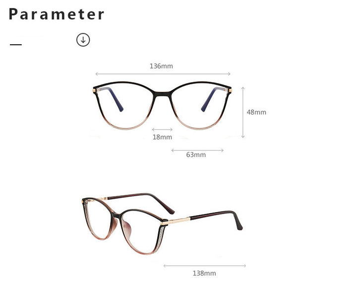 Hotony Women's Full Rim TR 90 Resin Cat Eye Frame Eyeglasses 7041 Full Rim Hotony