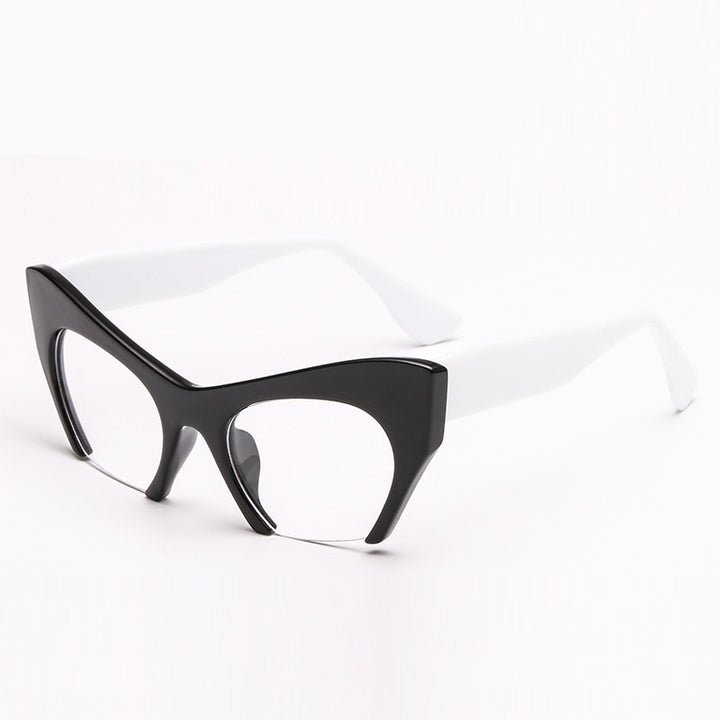 CCspace Unisex Semi Rim Cat Eye Resin Frame Eyeglasses 45292 Semi Rim CCspace C6White-Leg