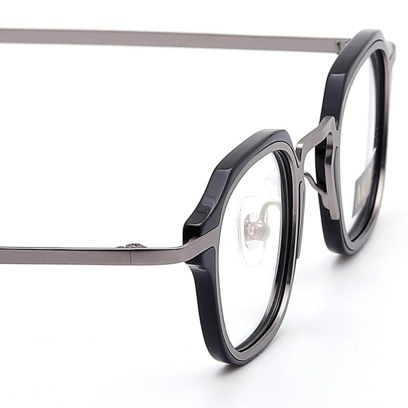 Muzz Men's Full Rim Square Round Acetate Alloy Frame Eyeglasses M7 Full Rim Muzz