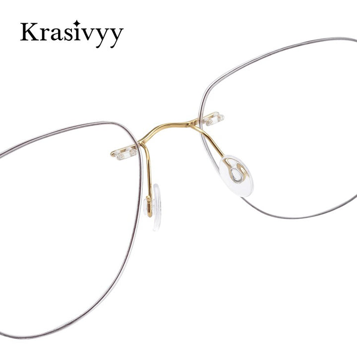 Krasivyy Unisex Rimless Oval Square Titanium Eyeglasses Ls07 Rimless Krasivyy