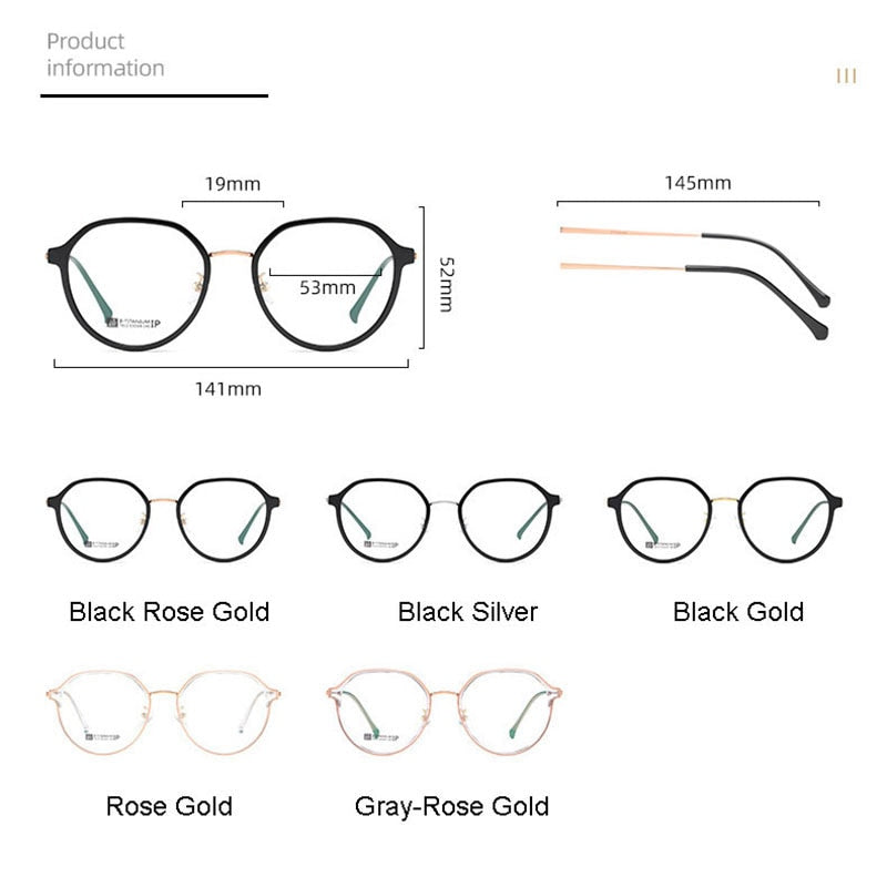 Hotochski Unisex Full Rim Round Beta Titanium Frame Eyeglasses 7012 Full Rim Hotochki
