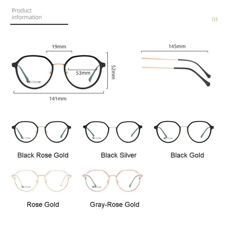 Hotochski Unisex Full Rim Round Beta Titanium Frame Eyeglasses 7012 Full Rim Hotochki