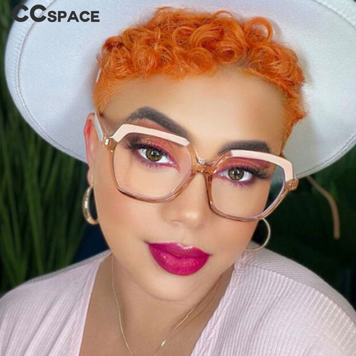 CCspace Unisex Full Rim Polygon Tr 90 Titanium Frame Eyeglasses 49324 Full Rim CCspace