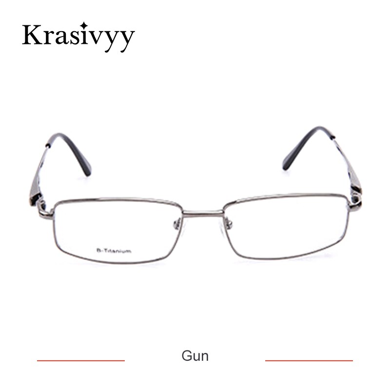 Krasivyy Unisex Full Rim Square Titanium Eyeglasses Kr4755 Full Rim Krasivyy Gun  