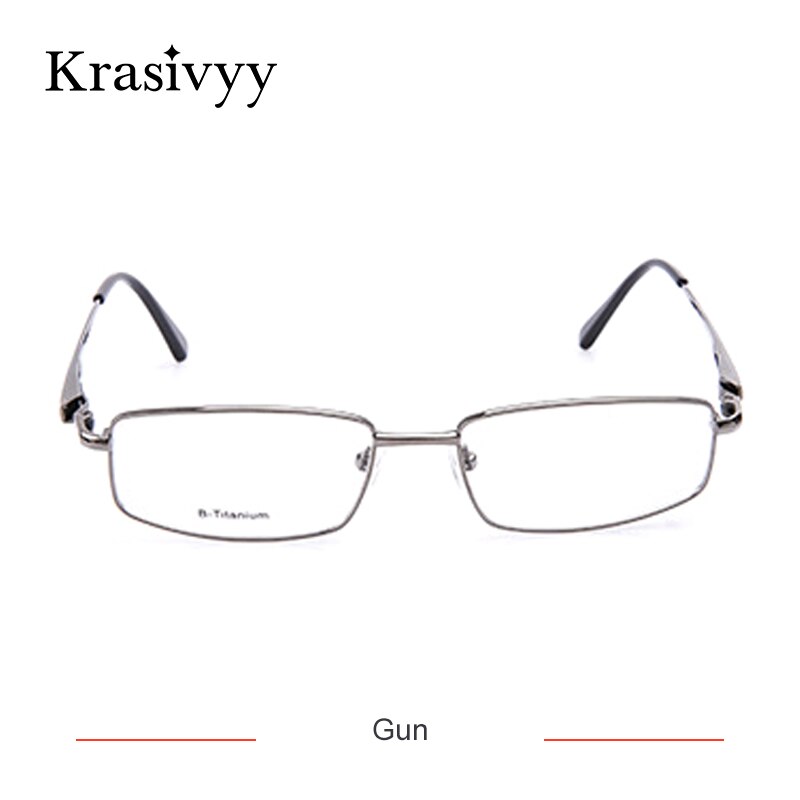 Krasivyy Unisex Full Rim Square Titanium Eyeglasses Kr4755 Full Rim Krasivyy Gun