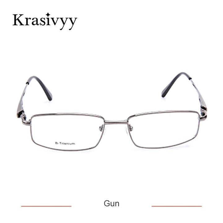 Krasivyy Unisex Full Rim Square Titanium Eyeglasses Kr4755 Full Rim Krasivyy Gun