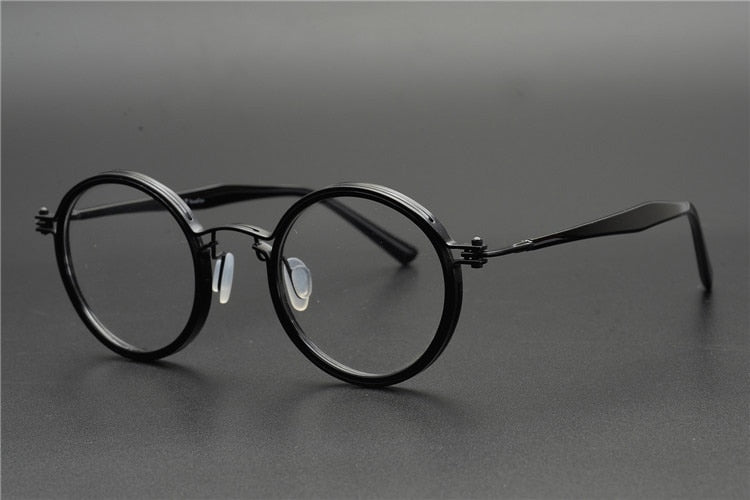 Muzz Men's Full Rim Round Titanium Acetate Frame Eyeglasses G15 Full Rim Muzz C1