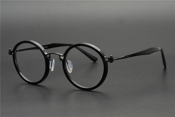 Muzz Men's Full Rim Round Titanium Acetate Frame Eyeglasses G15 Full Rim Muzz C1