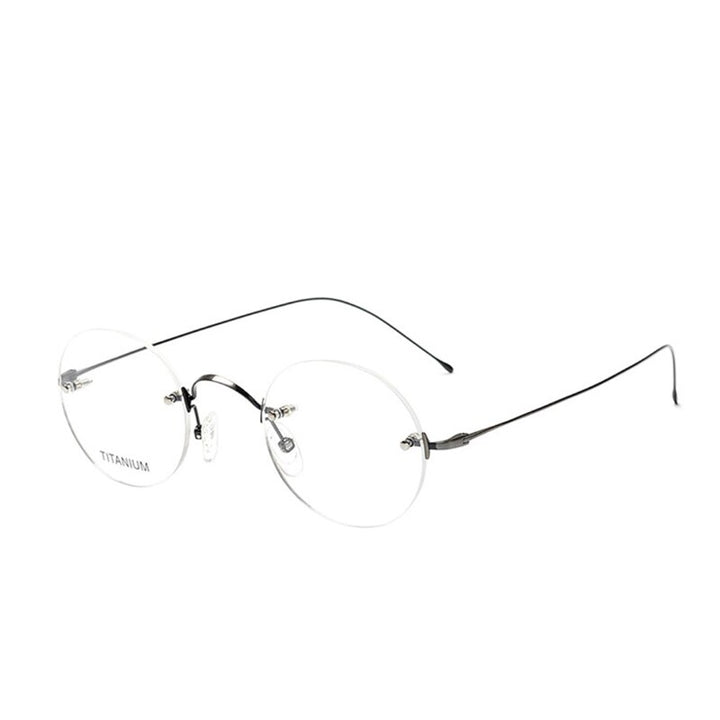 Yujo Men's Rimless Titanium Round Reading Glasses Y003 Reading Glasses Yujo China 0 C2