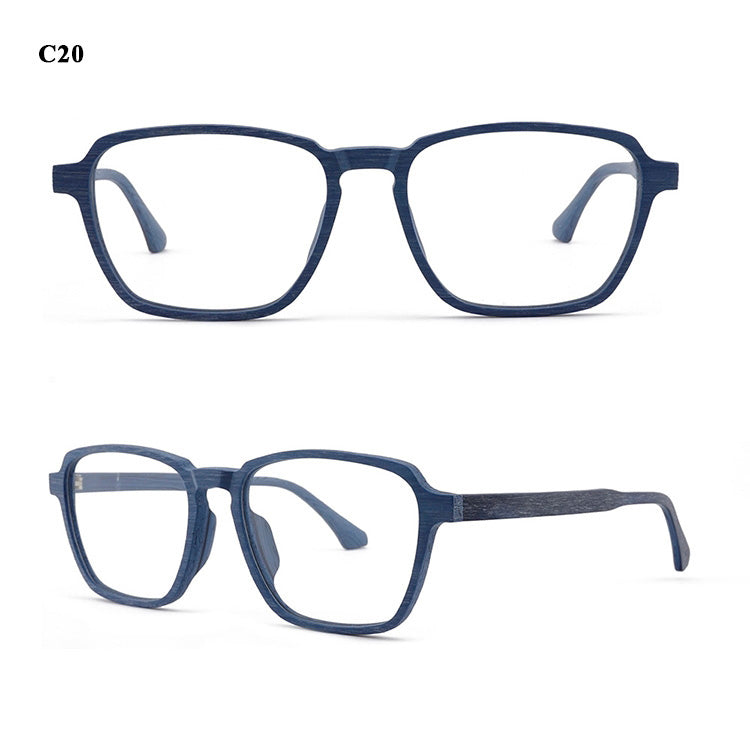 Hdcrafter Men's Full Rim Oversized Polygonal Square Wood Frame Eyeglasses 1694 Full Rim Hdcrafter Eyeglasses