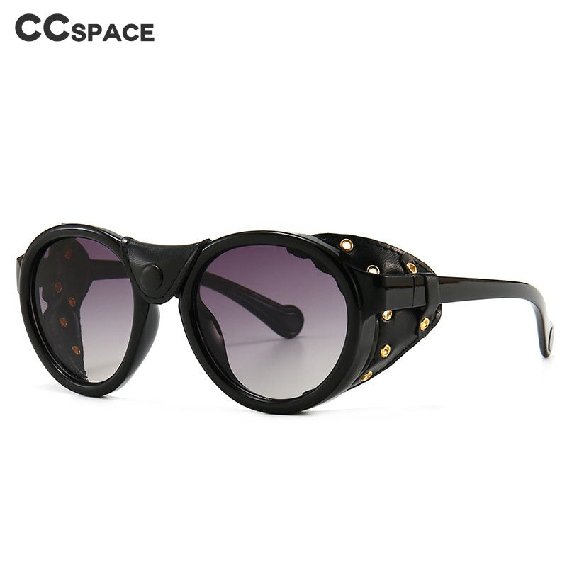 CCspace Unisex Full Rim Oval Round Resin Frame Steampunk Sunglasses 46311 Sunglasses CCspace Sunglasses