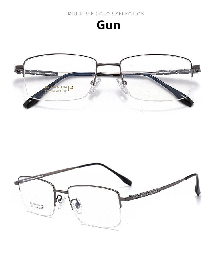 Yimaruili Men's Semi Rim β Titanium Frame Eyeglasses 1052 Semi Rim Yimaruili Eyeglasses