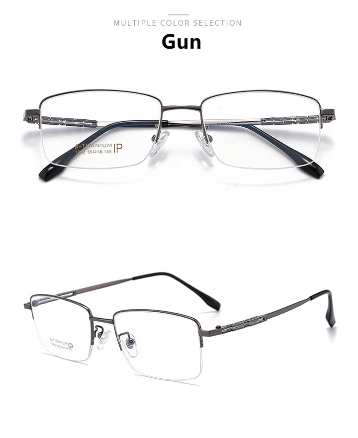 Yimaruili Men's Semi Rim β Titanium Frame Eyeglasses 1052 Semi Rim Yimaruili Eyeglasses