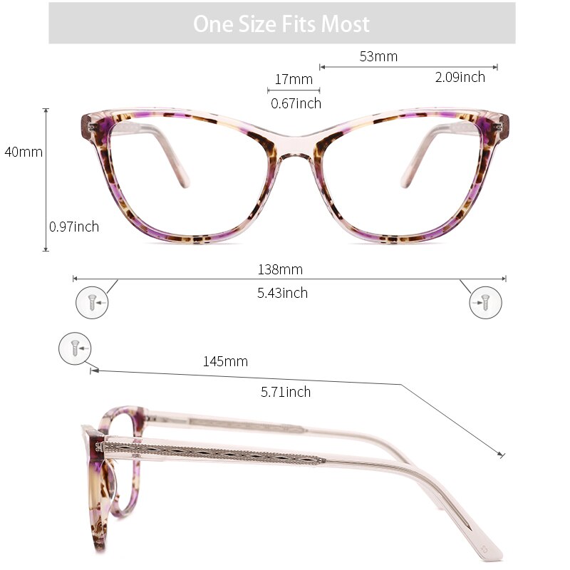 Kansept Women's Full Rim Cat Eye Acetate Frame Eyeglasses Fp1928 Full Rim Kansept