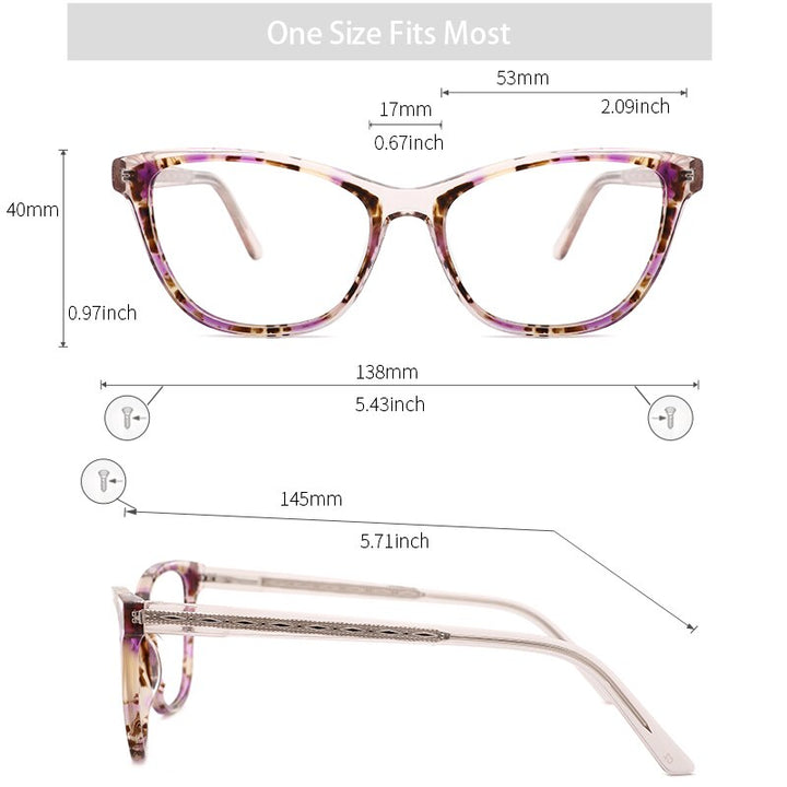 Kansept Women's Full Rim Cat Eye Acetate Frame Eyeglasses Fp1928 Full Rim Kansept