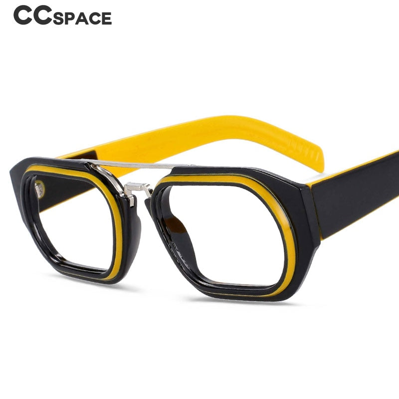 CCspace Unisex Full Rim Square Resin Double Bridge Punk Frame Eyeglasses 53095 Full Rim CCspace