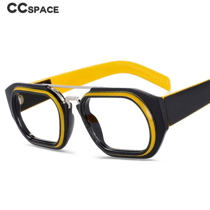 CCspace Unisex Full Rim Square Resin Double Bridge Punk Frame Eyeglasses 53095 Full Rim CCspace