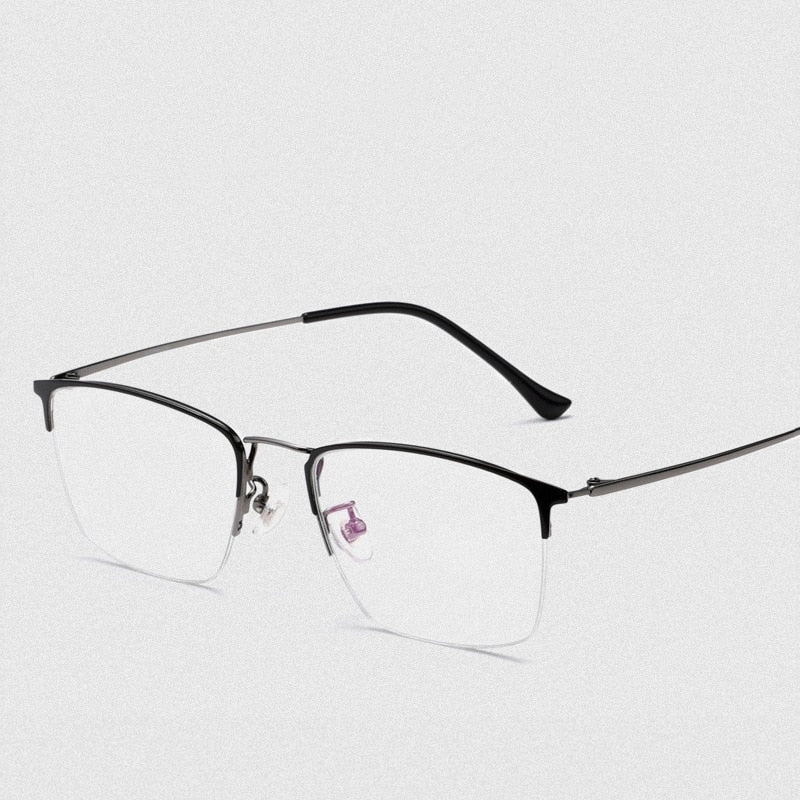 Yimaruili Unisex Semi Rim Titanium Frame Eyeglasses 8017JX Semi Rim Yimaruili Eyeglasses