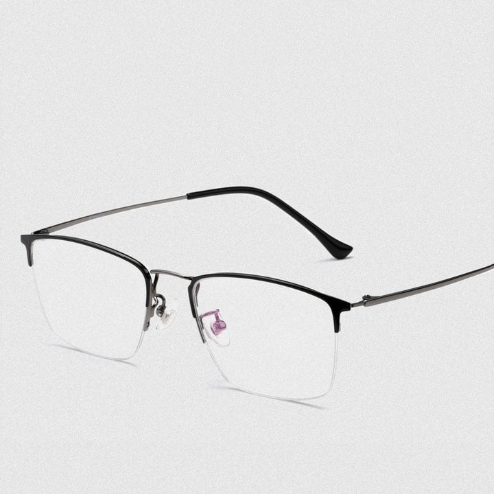 Yimaruili Unisex Semi Rim Titanium Frame Eyeglasses 8017JX Semi Rim Yimaruili Eyeglasses