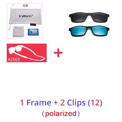 Ralferty Women's Full Rim Square Acetate Reading Glasses Clip On Sunglasses A2503 Reading Glasses Ralferty 1 Frame2 Clips 12 Anti blue 0 Degree