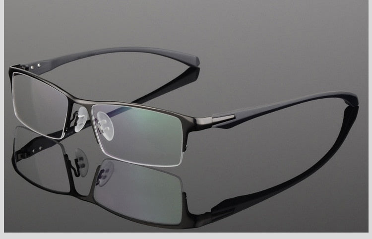 Hotochki Men's Semi Rim IP Electronic Plated Alloy Frame Eyeglasses 9065 Semi Rim Hotochki